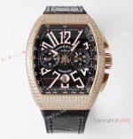 Swiss Grade One Copy Franck Muller Vanguard Classical Chronograph Seagull 7750 Watch Rose Gold Diamond